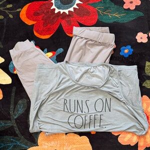 Rae Dunn Light Gray Pajama Top